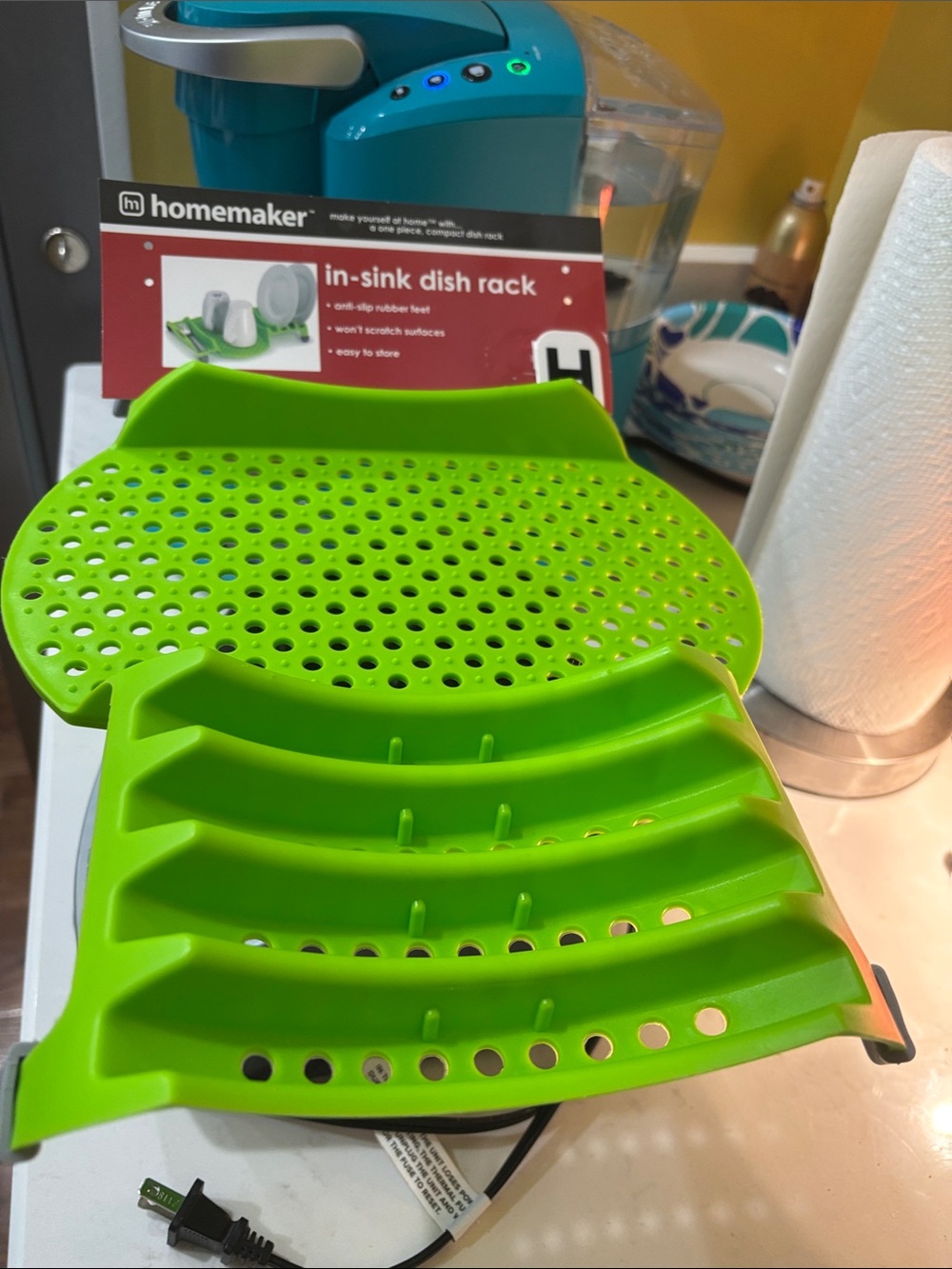 Bright Green In-Sink Dish Drying Rack